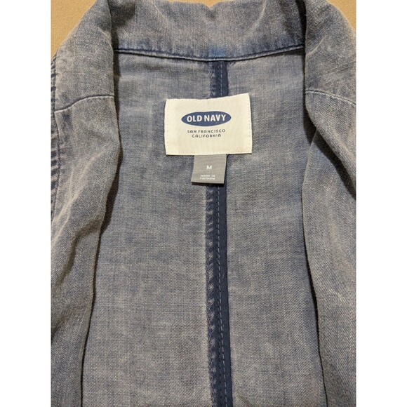 Old Navy Women's 3/4 Length Sleeve Jacket Blue Lyocell Open Minimalist Size M - Picture 4 of 10